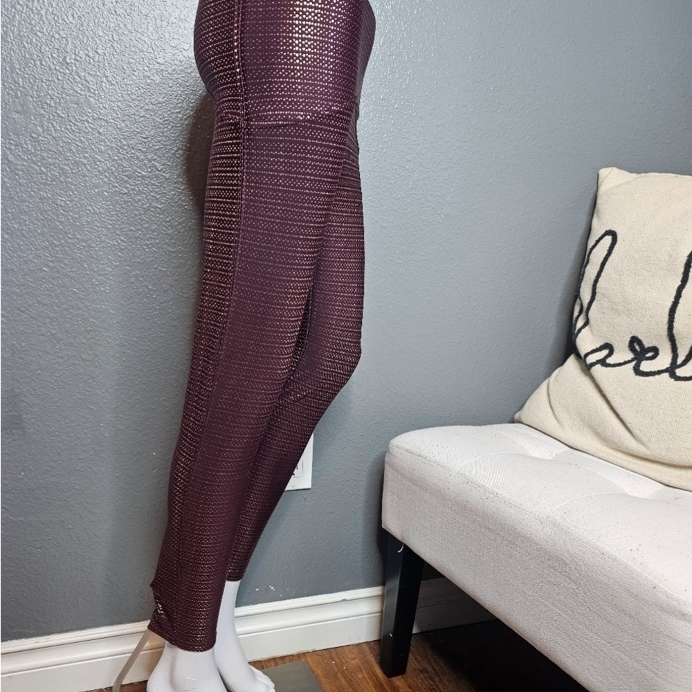 SPANX Maroon and Silver Leggings size Large - Picture 2 of 5